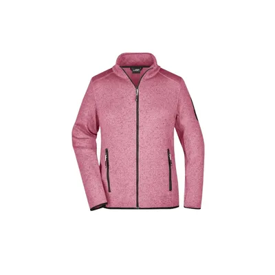 Damen-Strick-Fleece-Jacke pink melange/off white