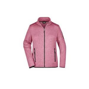 Damen-Strick-Fleece-Jacke pink melange/off white