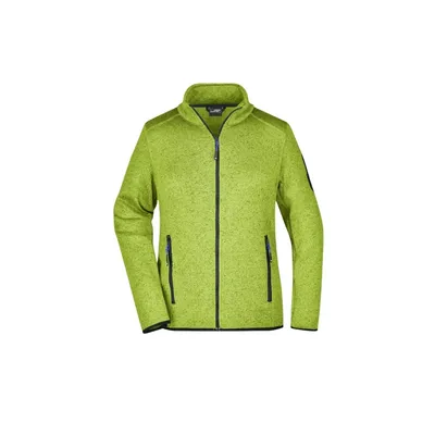 Damen-Strick-Fleece-Jacke kiwi melange/royal