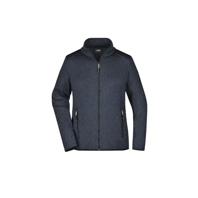 Damen-Strick-Fleece-Jacke dark grey melange/silver