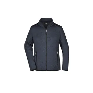 Damen-Strick-Fleece-Jacke dark grey melange/silver
