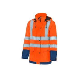HIVIS-Damen-Regenjacke warnorange/marine